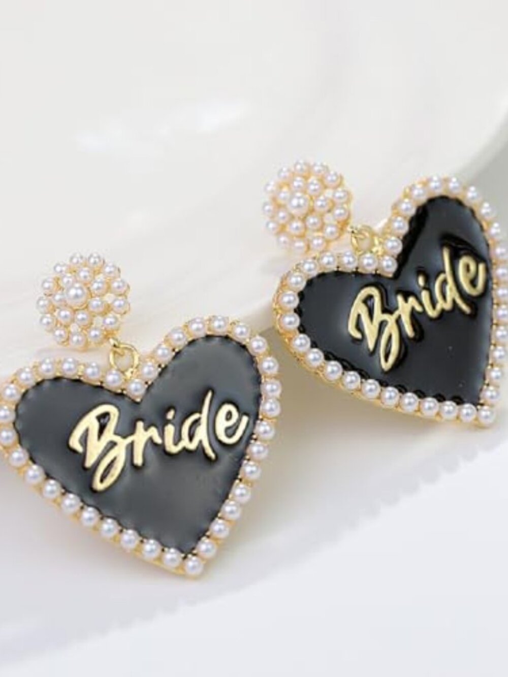 Love Heart Bride Earrings for Women Imitation Pearl Beaded Heart Earrings Bride
